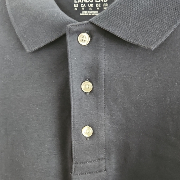 LAND'S END Navy Polo Long Sleeve Shirt - Picture 4 of 7